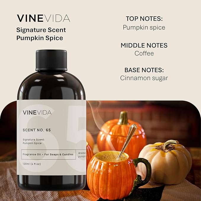 VINEVIDA [4oz] Pumpkin Spice Fragrance Oil for Candle Making and Soap Making - Premium Candle Scents for Soy Candles