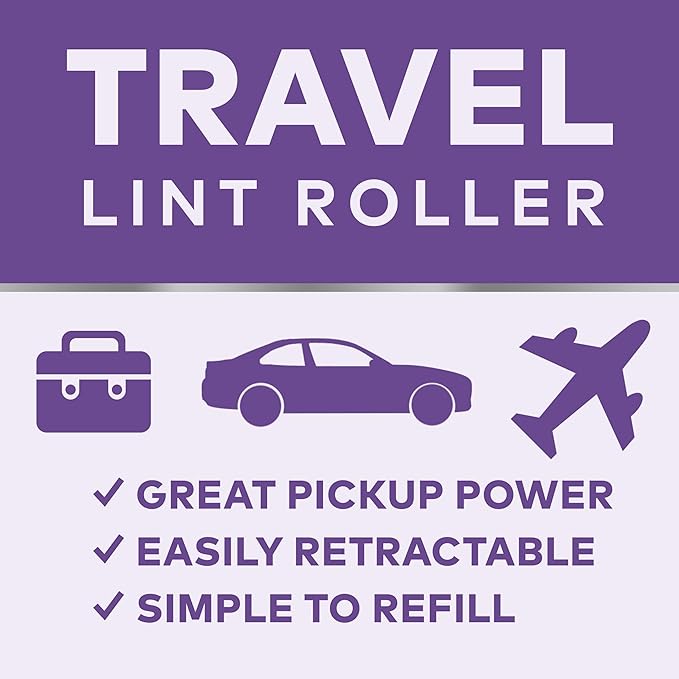 Scotch-Brite Mini Travel Lint Roller, Portable Retractable Lint Roller for Pet Hair for Your Purse, Luggage, or Car, Pick Up Crumbs, Hair, and Debris on the Go, 3 in. x 8.5 in., 6 Pack