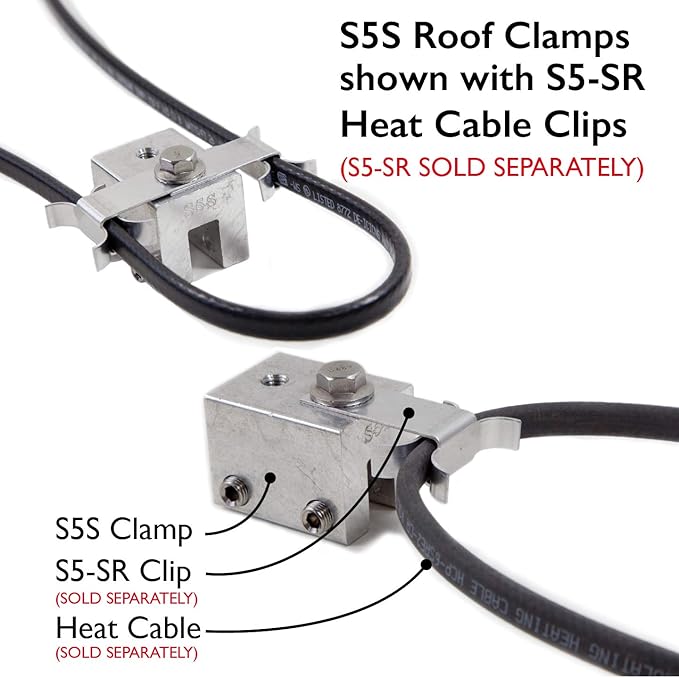 Radiant Solutions Company S5S Roof Clamp, 5-Pack for Standing Seam Metal Roof Clamps, Ideal for Heat Cable, Heat Tape, Solar Panel, Snow Guard Attachment, Made in USA