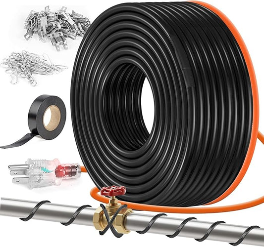 135FT（3FT-200FT） Pipe Heating Cable for Pipe Freeze Protection, Heat Cable for Water Pipes(Metal and Plastic), Pipe Heat Tape Keeps Water Flowing at -40°F 5w/ft, 120V Plumbing fixture