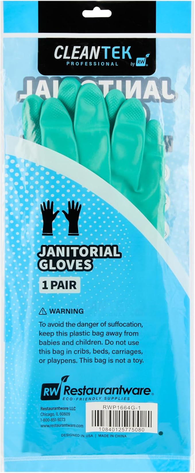 Restaurantware Nitrile Gloves 10 Count 15 mil Chemical Resistant Gloves Abrasion-Resistant Kitchen Cleaning Latex-Free Green