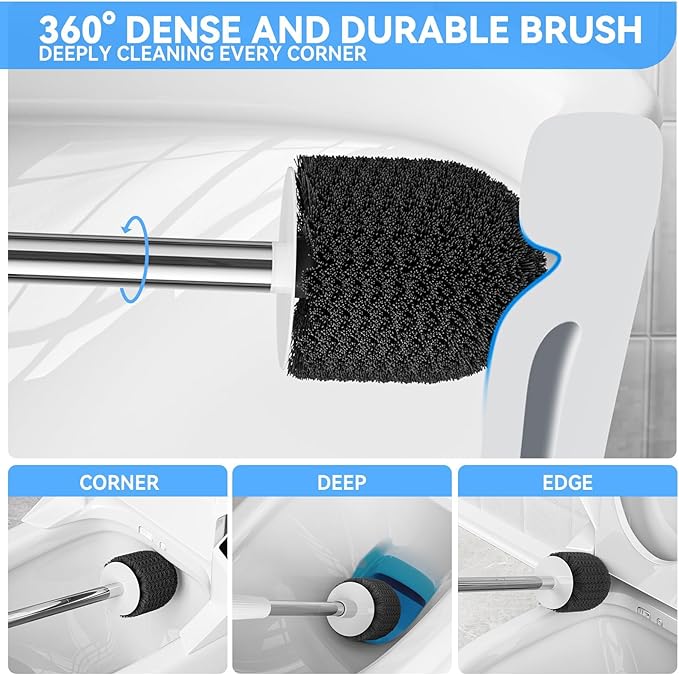 Toilet Brush and 2 Pack Toilet Plunger Combo, Plungers for Bathroom Heavy Duty for 5.7-inch Toilet Drain,Space Saving Toilet Bowl Brush Durable Bristles Toilet Scrubber for Bathroom Clean
