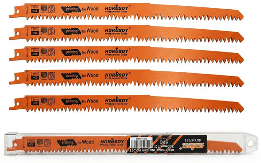 5-Pack 12-Inch Wood Pruning Reciprocating Saw Blades, 5TPI - Image 1