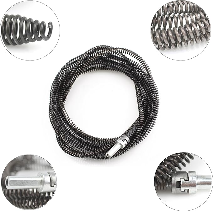 Amonk Drain Auger Cable Heavy-Duty Clog Remover with Drill Connector 13.12Ft Flexible Plumbing Snake Drain Cleaner for for Kitchen, Bathroom, Toilet, Shower Sink & Pipe