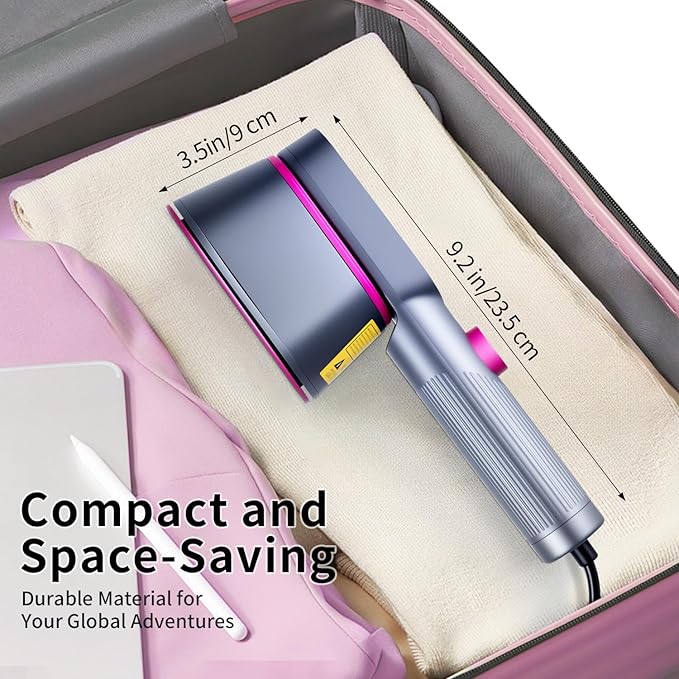 Travel for Clothes, 110V Portable Steamer, 10s Heat Up, Steamer & Iron 2 in 1, Travel Size Garment with Large Ceramic Heat Panel, Ideal for Global Traveling