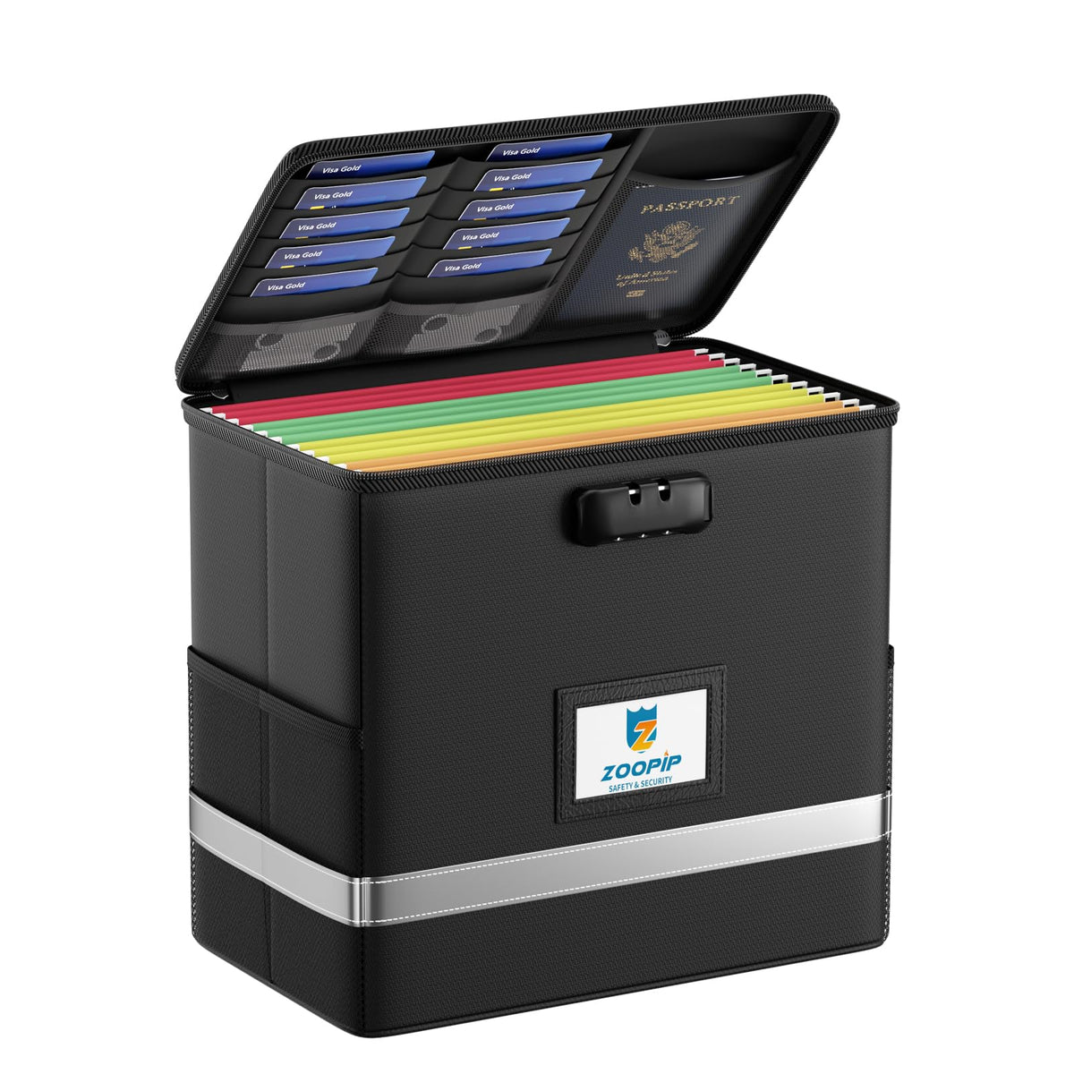 Fireproof File Box with Lock, Collapsible Document Organizer - Image 1
