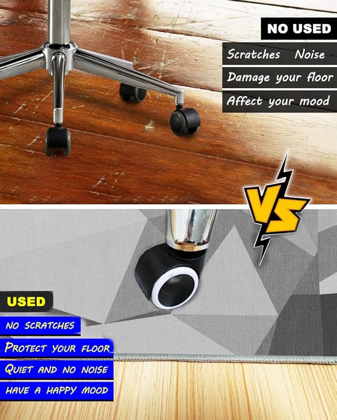 Office Chair Mat for Hardwood Floor & Low-Pile Carpet,55"*35" Under Desk Mat, Computer Chair Rug,Anti-Slip Floor Protector for Home Office Grey White