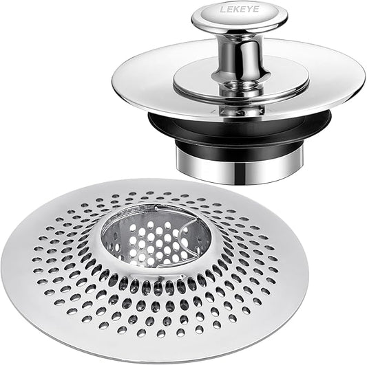 LEKEYE Stainless Steel Bathtub Drain Hair Catcher