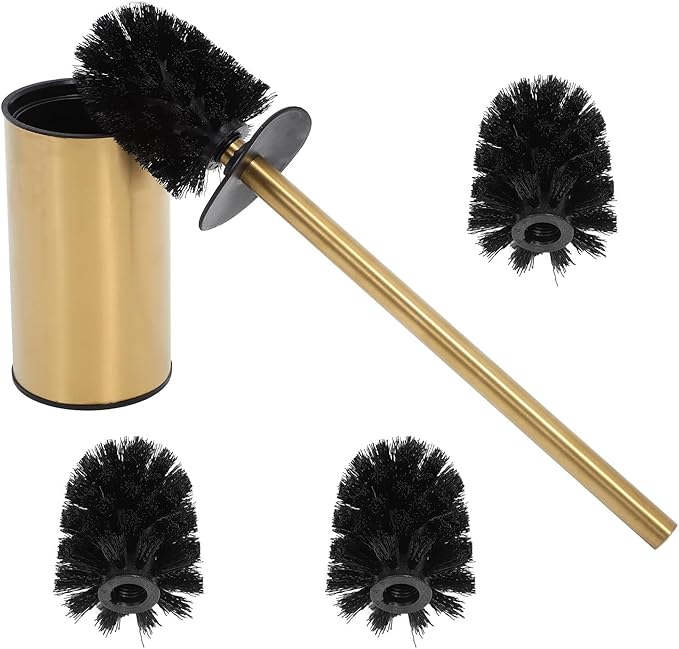 VOSAREA Toilet Brush Holder Set 304 Stainless Steel Round Bathroom Brush Stand Bathroom Cleaning Tool for Toilet Bowl Cleaning