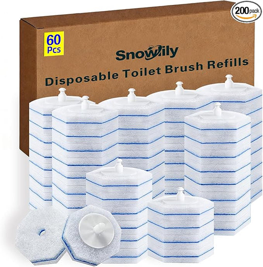 60 Count Toilet Cleaner Refill Pads Compatible with Clorox ToiletWand, High-Density Disposable Toilet Brush Refills for Powerful Scrubbing
