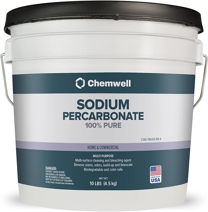 Sodium Percarbonate (10 lbs) - 99.9% Pure Oxygen Bleach Powder | Scent-Free, Non-Toxic, Biodegradable Cleaner for Laundry, Dishes, Decking & More