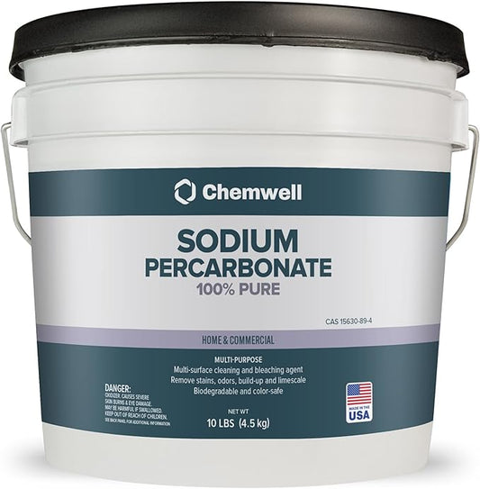 Sodium Percarbonate (10 lbs) - 99.9% Pure Oxygen Bleach Powder | Scent-Free, Non-Toxic, Biodegradable Cleaner for Laundry, Dishes, Decking & More