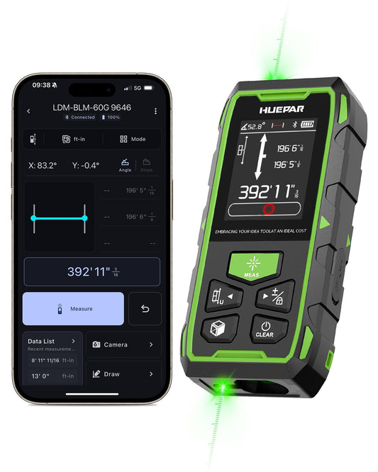 Huepar 2026 Upgraded Dual Laser Measuring Tool 395Ft, Phone App - Image 1