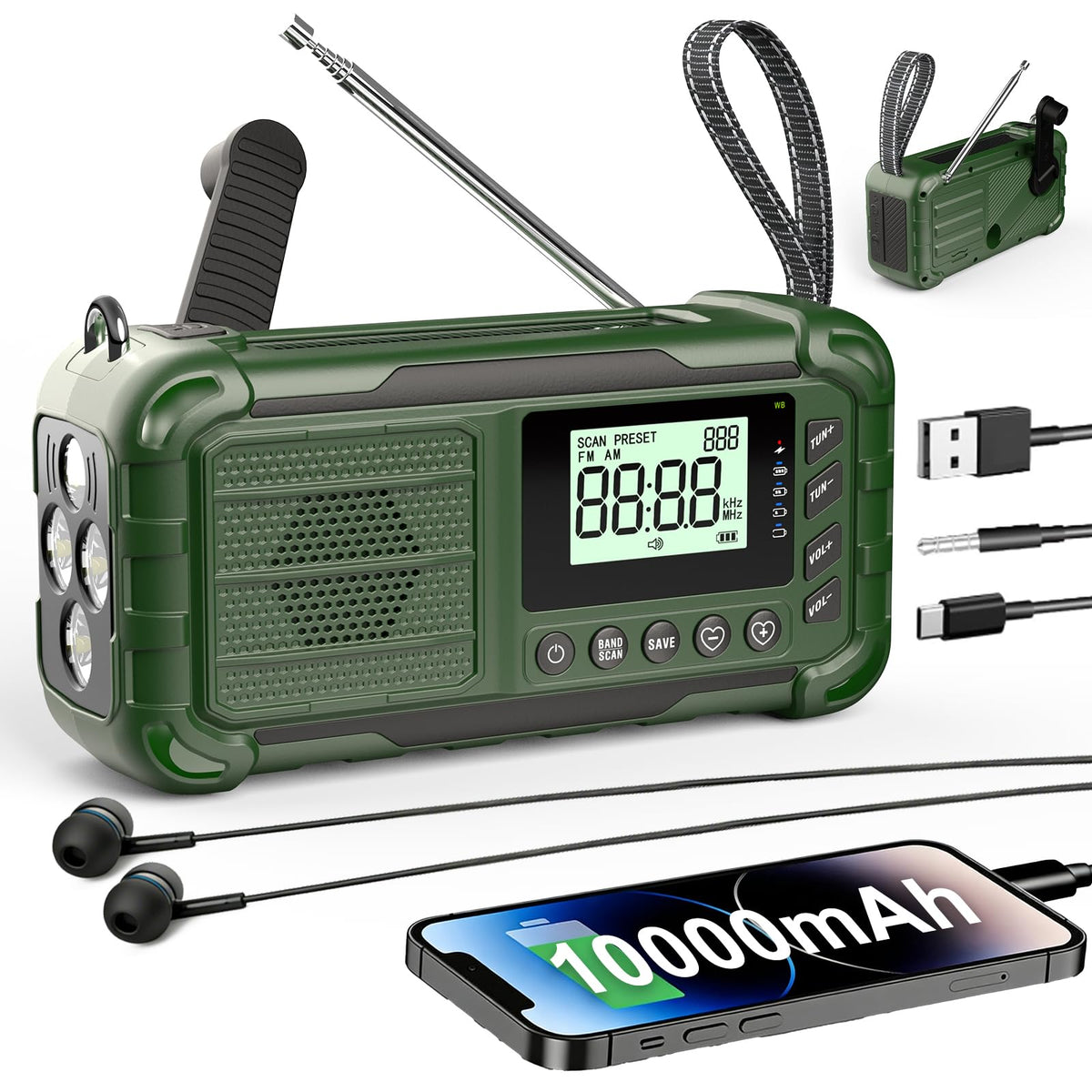 Emergency NOAA Weather Radio, 10000mAh - Image 1