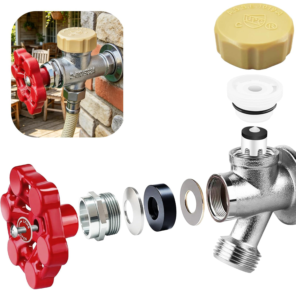 Universal Outdoor Faucet Repair Kit, Anti-Siphon | Home Repair - Image 1