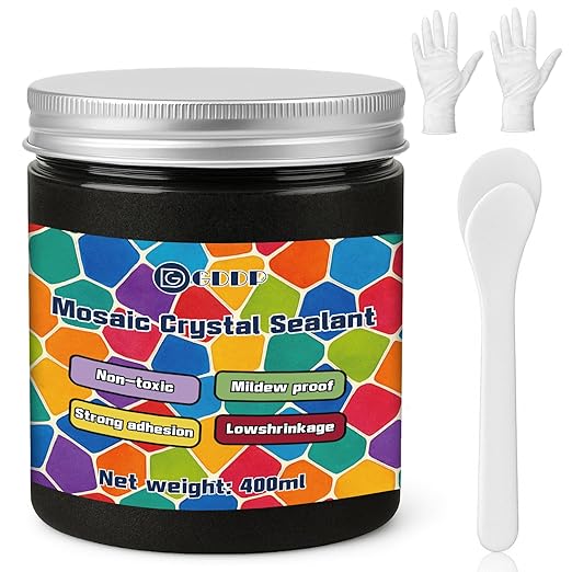 400g Black Crystal Mosaic Grout, Handmade Grouting Filling Gaps Mosaic Tile Grout, Perfect Choice for DIY Craft Projects Mosaics