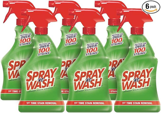 Spray N'Wash Pre-treat Laundry Stain Remover Bottles, Clear, 1.37 Pound (Pack of 6), 132 Fl Oz