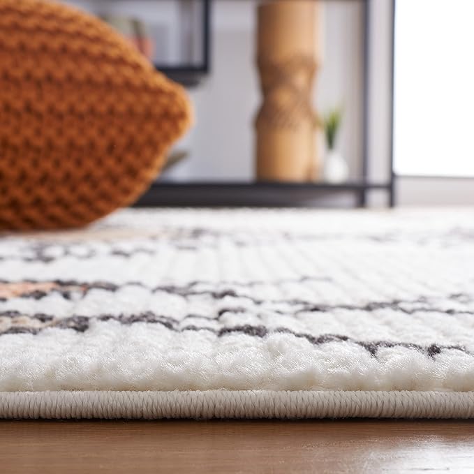 SAFAVIEH Tassels Collection Accent Rug - 4'5" x 6'5", Ivory & Orange, Modern Boho Rustic Design, Non-Shedding & Easy Care, Ideal for High Traffic Areas in Entryway, Living Room, Bedroom (MRT105A)