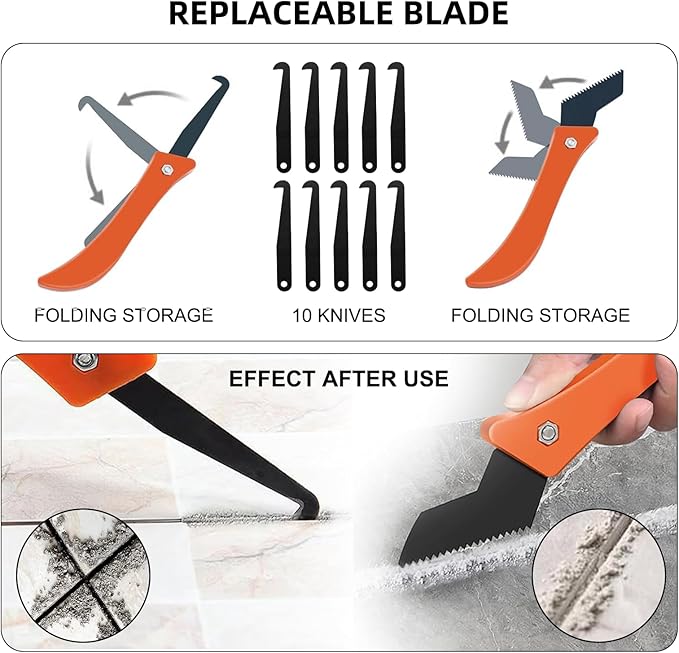 29-Piece Grout Removal Tool Kit with Tile Grout Saws, 13 Replacement Blades, Grout Remover Cone and Ball Finishing Tools for Bathroom Shower and Floor Tile Gap Cleaning