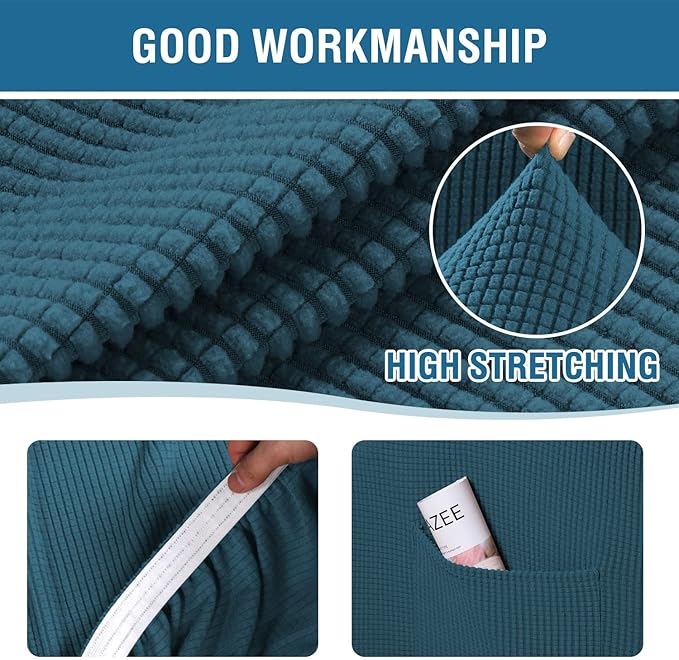 H.VERSAILTEX Multi-Pieces Sofa Covers Stretch Couch Covers Form Fitted Seats and Back Cushions Covers (3 Seat Covers Plus 3 Back Cusion Covers, Bonus 2 Armrest Covers), Deep Teal