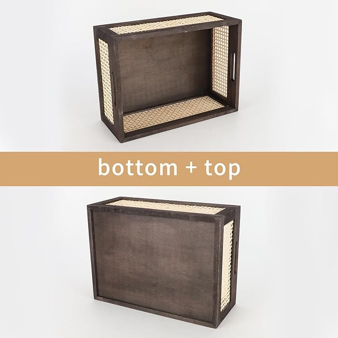 Bamboo Storage Basket, Wicker Storage Basket for Organizing, Wood Crate. (Brown-Large)