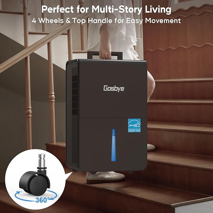 4500 Sq.Ft. 2025 Energy Star Dehumidifier for Basement & Large Rooms with Drain Hose, Max 115 Pints/Day | 45dB Quiet Compressor | 1.7 Gal Water Tank | Auto Shut-Off & Restart, Black