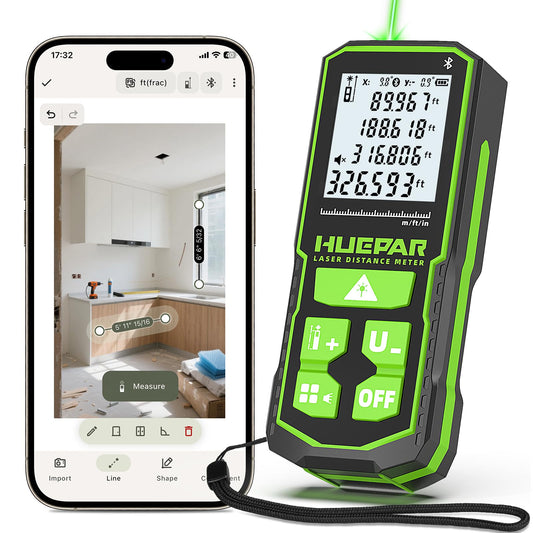 Huepar Bluetooth Green Laser Measuring Tool 330FT, S100-G-BT - Image 1