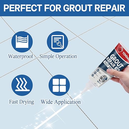 Tile Grout Repair Kit, 1 Pcs Grout Filler for Shower Caulk, Fast Drying Grout Sealer for Bathroom Kitchen Floor Tile, Grout Pen Paint White, 3.5oz