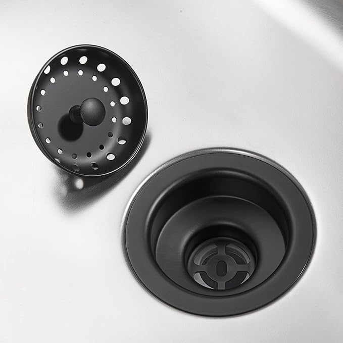 Luxier KS03-M 3-1/2 in. Drop-In Kitchen/Bar Sink Basket Strainer in Matte Black