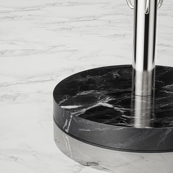 YIGII Heavy Marble Base Paper Towel Holder Countertop - Standing Paper Towel Roll Holder with Black Weighted Base, Gold Papertowel Holder for Kitchen