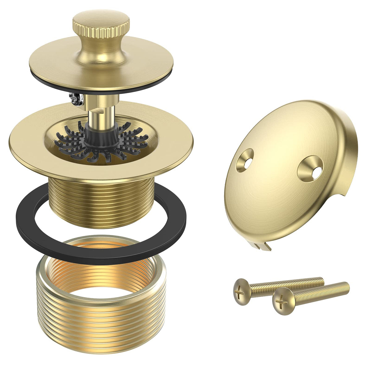 Citymoor Brushed Gold Bathtub Drain Kit and Overflow - Image 1