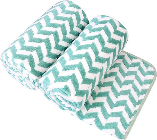 JML Microfiber Bath Towels, Large Bath Towel 2 Pack 30" x 60", Oversized, Soft, Super Absorbent, Fast Drying, Multipurpose for Sauna, Shower, Gym, Pool, Hair Wrap, Sport, Fitness, Yoga, Chevron Green