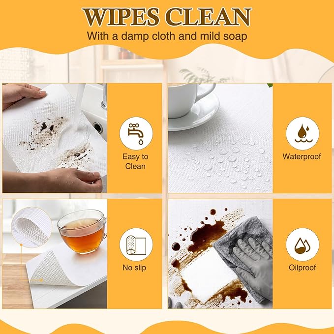 Tinideya 6 Rolls Shelf Liner for Kitchen Cabinet, Non Adhesive Non Slip Shelf Paper Waterproof Washable Easy to Cut Drawer Mat for Kitchens Cupboard Shelve Bathroom Protector Liner (12 Inx10 ft)