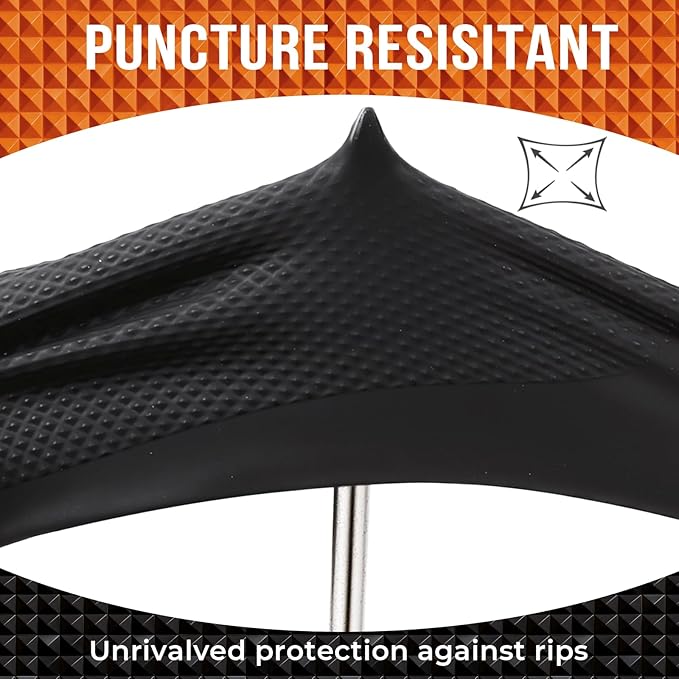10 Mil Nitrile Disposable Gloves Heavy Duty Mechanic Gloves Raised Diamond Texture Thick (Black of 1000, X-Large)