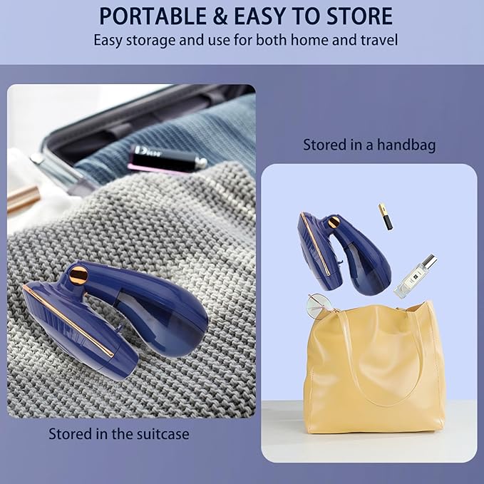 Foldable Steamer for Clothes, 1500W Household and Travel Powerful Steamer, 30S Rapid Preheating, 1.76lb, 168ml Horizontal and Vertical Wet Dry Dual-purpose Iron (Blue)