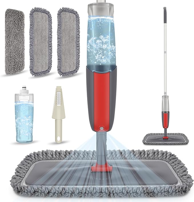 Spray Mops for Hardwood Floors Cleaning: MEXERRIS Falt Mop with 3 Microfiber Pads for Swiffer Powermop - Wet Dust Floor Mop with Sprayer Home Commercial Mops for Wood Laminate Wood Tile Vinyl