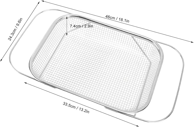 Over the Sink Colander, Expandable Baskets with Fine Mesh Strainer Handle Stainless Steel Rectangle Kitchen Colanders for Strain Drain Rinse Fruits Vegetables Pasta New Home Essentials (Silver)