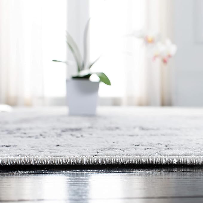 SAFAVIEH Amelia Collection Area Rug - 10' Square, Ivory & Grey, Modern Abstract Design, Non-Shedding & Easy Care, Ideal for High Traffic Areas in Living Room, Bedroom (ALA700C)