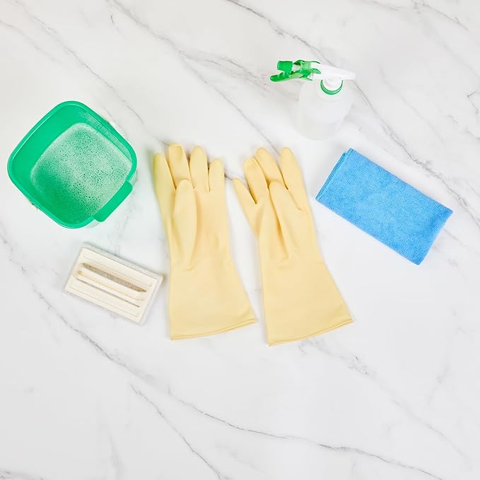 Restaurantware-Clean Tek Professional 22 Mil Large Cleaning Gloves, 10 Pairs Of Long Cuff Gloves - No-Slip Grip, No-Powder, Yellow Latex Gloves For Kitchen Cleaning, Ideal For Washing Dishes