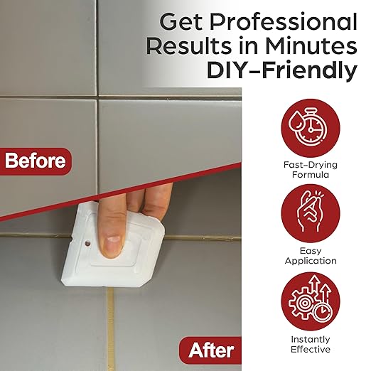 Ispar Tile Grout Repair Kit – Beige Grout Filler 8.8 oz, Ready-to-Use Caulk for Bathroom, Shower & Floor Tile Joints – Quick-Dry Grout Sealer with Spatula
