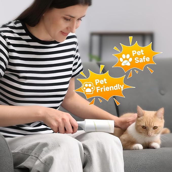 Extra Sticky Lint Roller for Pet Hair, 600 Sheets with 2 Reinforced Handles, Heavy Duty Lint Roller for Clothes, Couch, Furniture & Car