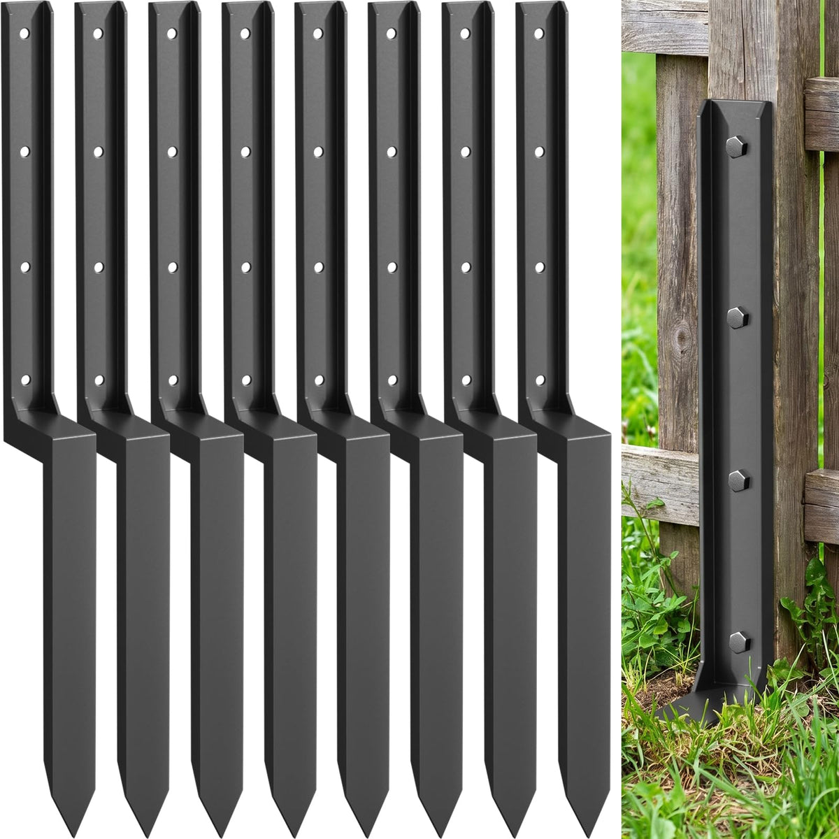 8 Pack Fence Post Repair Kit, Fence Post Repair Stakes | Home Repair - Image 1