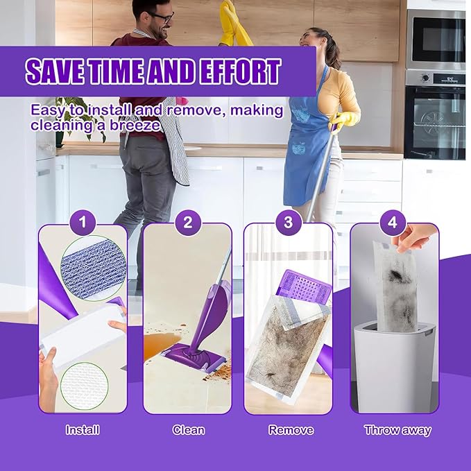 Mop Pad Refill Compatible with WetJet Spray Mop, Wet Jet Mopping Pads for All Purpose Multi Surface Hardwood Floor Cleaning, 4 Layers Thickened and Super Absorbent, 80 Count