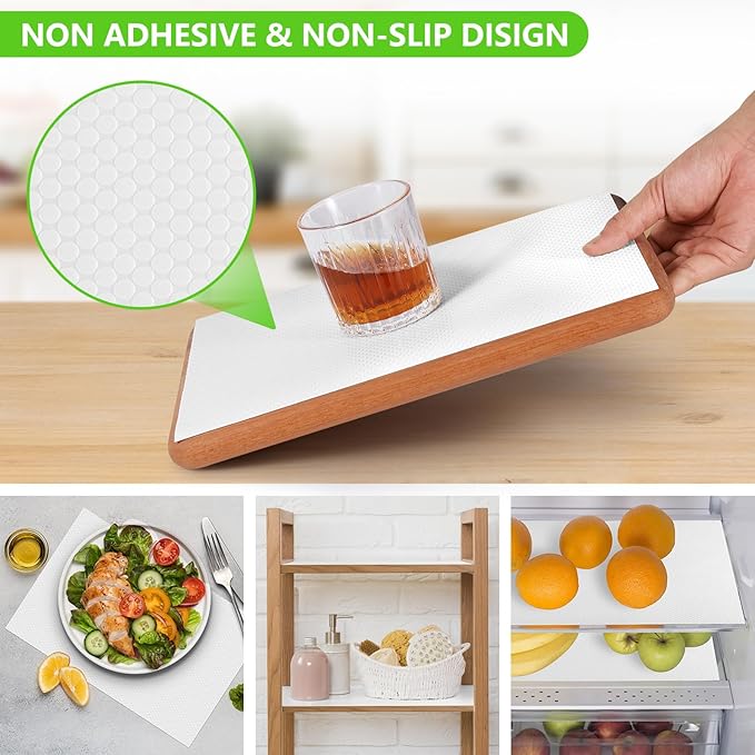 White Shelf Liners for Kitchen Cabinets Non Adhesive Drawer Liner for Bathroom Waterproof Refrigerator Liners for Shelves Fridge Plastic Mats Cabinet Cupboard Liner 17.5 x 157.4 Inches