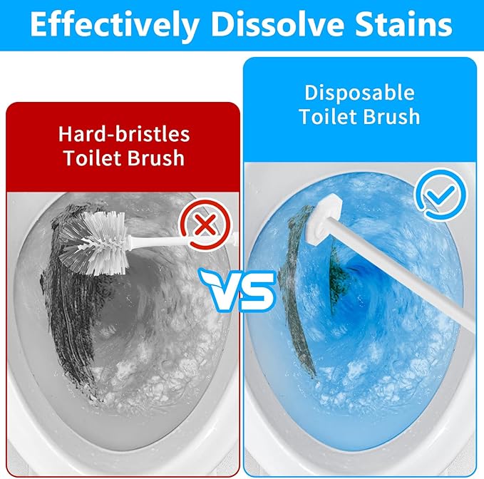 100 Pcs Toilet Wand Refills Disposable Toilet Brush Replacement Heads, Disposable Sponge Refill Heads Household Cleaning Bathroom Cleaners Compatible with Most Toilet Brushes
