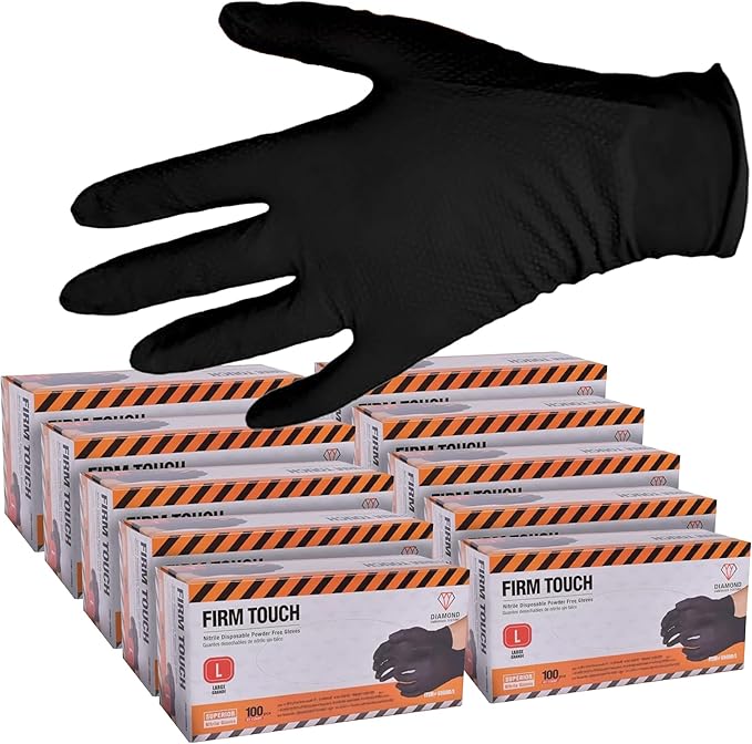 Glove Station Disposable Nitrile Gloves - 1000-Count - Non-Latex Gloves for Kitchen, Cleaning, and Cooking - Textured for Better Grip 8MM-XL-Black