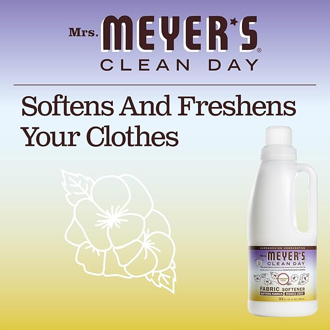 MRS. MEYER'S CLEAN DAY Liquid Fabric Softener,Infused with Essential Oils,Paraben Free,Compassion Flower,32 oz (32 Loads),(Pack of 4)