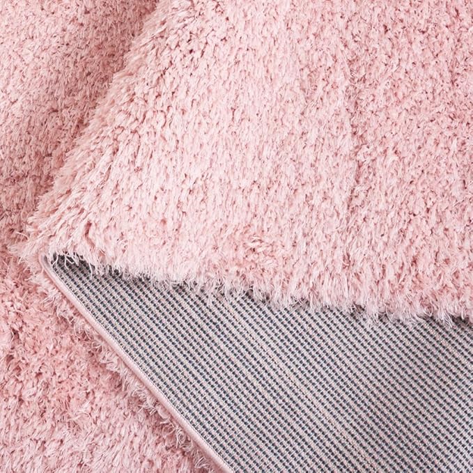 SAFAVIEH Lindsay Shag Collection Area Rug - 5'3" x 7'6", Pink, Contemporary Design, Ideal for High Traffic Areas in Living Room, Bedroom & Dining Room (LNS560U-5)