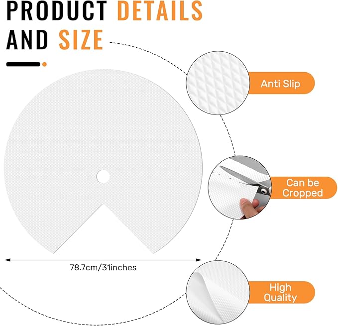 2 Pcs Lazy Susan Shelf Liner 31 Inch EVA Lazy Susan Shelf Liner Non-Adhesive Protection Mats for Cabinet Fridge Refrigerator Pantry Sink Cupboard Storage, White