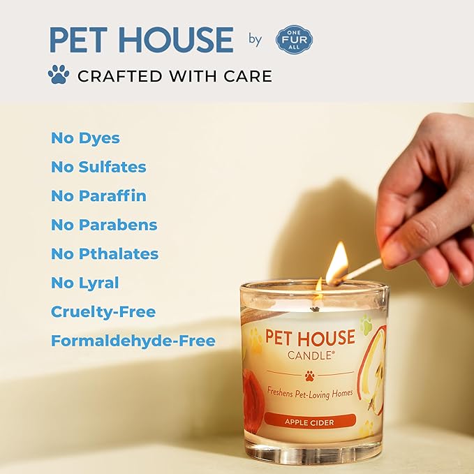 Pet House Candles, Plant-Based, Long Lasting, Clean Burning Scented Pet Odor Candles - Lilac Garden